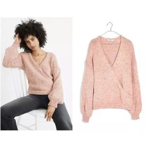 Madewell Beresford Wrap Front Pullover Sweater in Dusty Pink | XXS